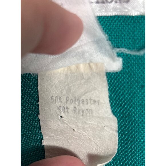 Vintage Leslie Fay Teal White Button Front Blazer Jacket Petite Size 14P - Picture 4 of 5